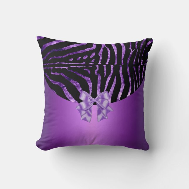 Pillows Zebra Black Lila Rosa Rand Bow Kudde (Framsida)