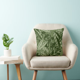 PillowTropical Summer Foliage Texture - Moss Green Kudde