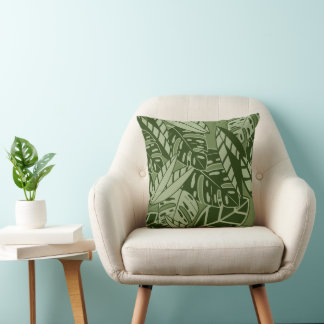 PillowTropical Summer Foliage Texture - Moss Green Kudde