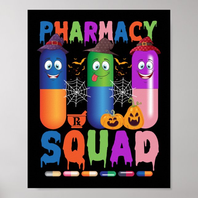 Pills Pharmacy Pharmacist Squad Halloween Costume Poster (Framsidan)