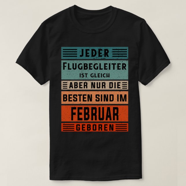 Pilofödelsedag februari födda flygassistenter t shirt (Design framsida)