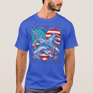 Pilot Airplan American Flagga USA Womens Vintage S T Shirt