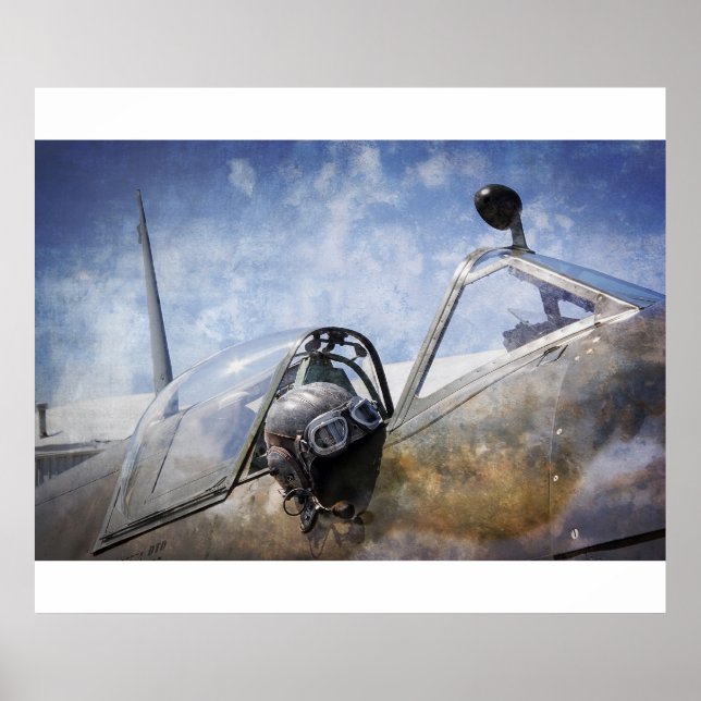 PILOT AV SPITFIRE CAP och GOGGLES Poster (Framsidan)