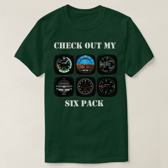 Pilot Aviation Check Out My Six Pack Flying Airpla T Shirt (Design framsida)