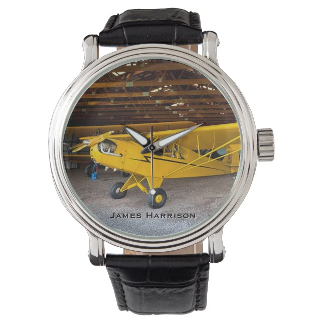 Pilot Aviation Flygplansfoto Anpassat Namn Aviator Armbandsur (Framsida)