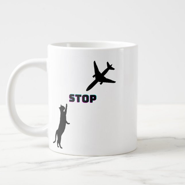 Pilot Aviation Pappa landning Funny Cat Stop Jumbo Mugg (Vänster)