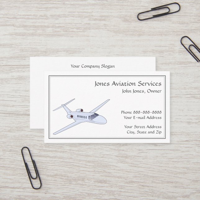 Pilot Aviation Service Jet Plane Business Card Visitkort (Fram/Back In Situ)