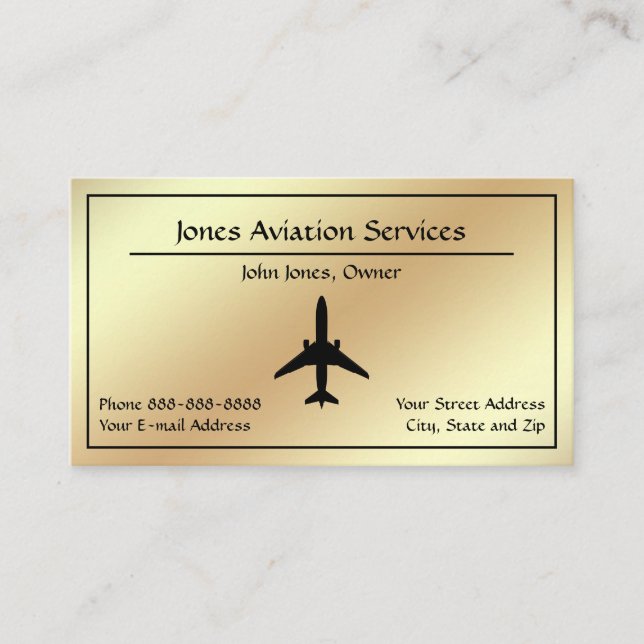 Pilot Aviation Service Jet Plane Business Card Visitkort (Framsida)