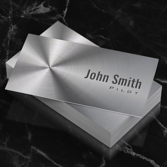 Pilot Aviator Stainless Steel Metallic Faux Metall Visitkort (Skapare uppladdad)