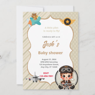 Pilot Baby Shower Inbjudningar