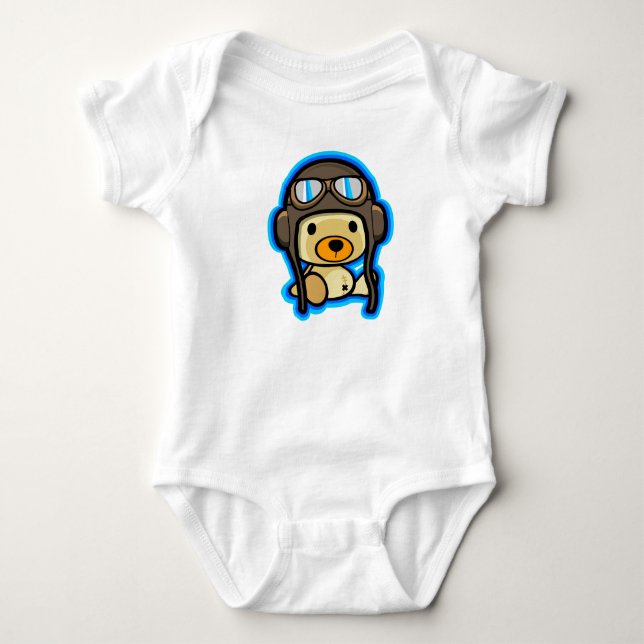 Pilot- bebis för gullig modig nalle tee shirt (Framsida)