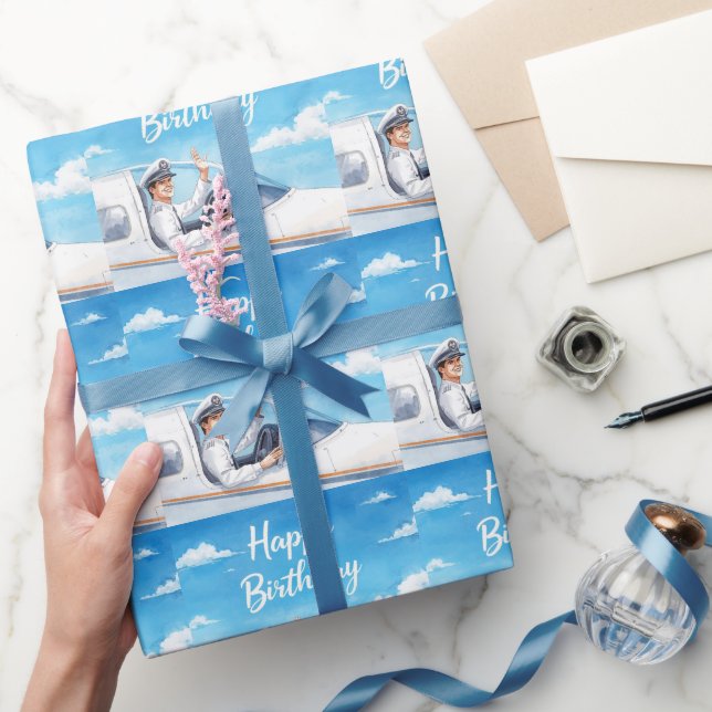 Pilot Birthday flying on Sky  Presentpapper (Gifting)