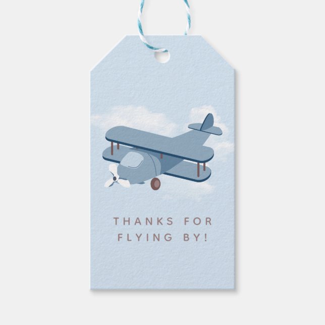 Pilot Boy's Birthday Favor Presentetikett (Framsidan)