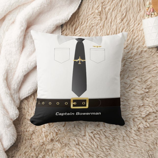 Pilot Captain Aviator Uniform Personalised Kudde (Filt)