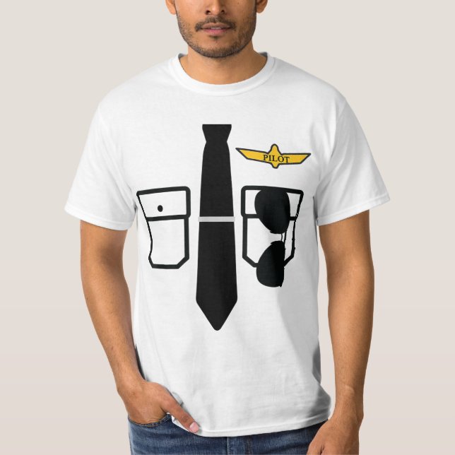 Pilot Costume Funny Halloween Airplan pilot T Shirt (Framsida)