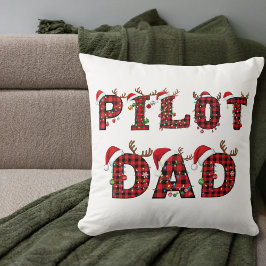 Pilot Dad Christmas Letters Lights Ornaments Funny Kudde