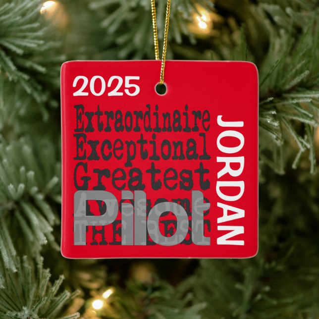 Pilot Extraordinaire-ANPASSNINGSBAR Julgransprydnad Keramik (Träd)