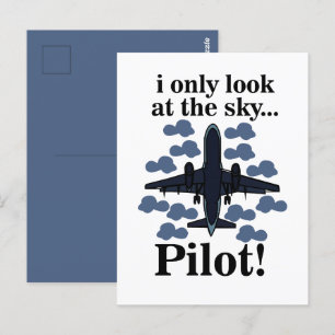 Pilot Flygplan Jag tittar bara på himlen Pilot Vykort