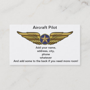 Pilot- flygplan visitkort