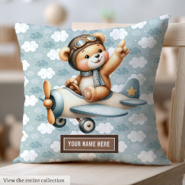 Pilot för den blå Nallen Baby Pillow Newborn Gift Kudde