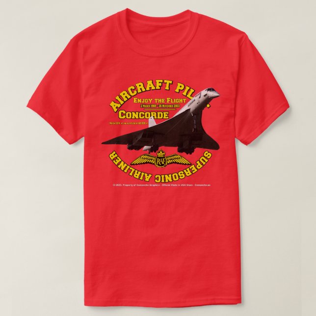 Pilot för luftfartygsfartyg för Concorde Airliner T Shirt (Design framsida)
