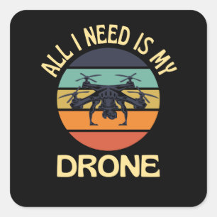 Pilot för Quadcopter Pilot Drone Days Lycklig Fyrkantigt Klistermärke