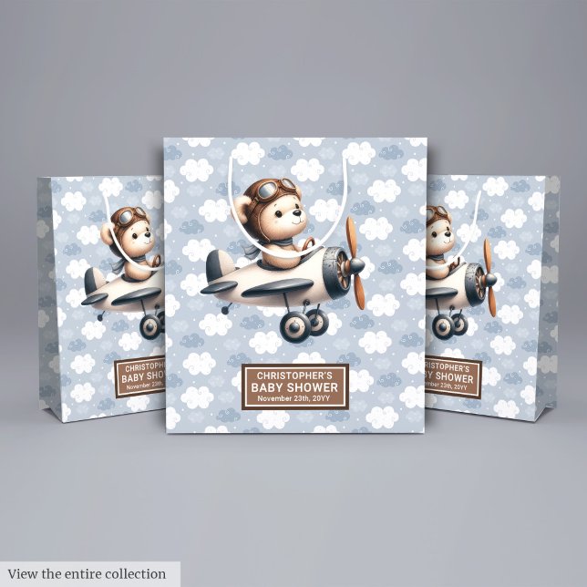Pilot för vattenfärg - Bear Baby Shower-favoriter  (Watercolor Pilot Bear Baby Shower Favor For Boys)