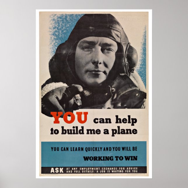Pilot för WWII-flygplan - Vintage Patriotism Poster (Framsidan)