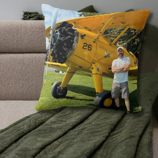 Pilot Första Ensamflygning Foto Flygplan Personali Kudde (Skapare uppladdad)