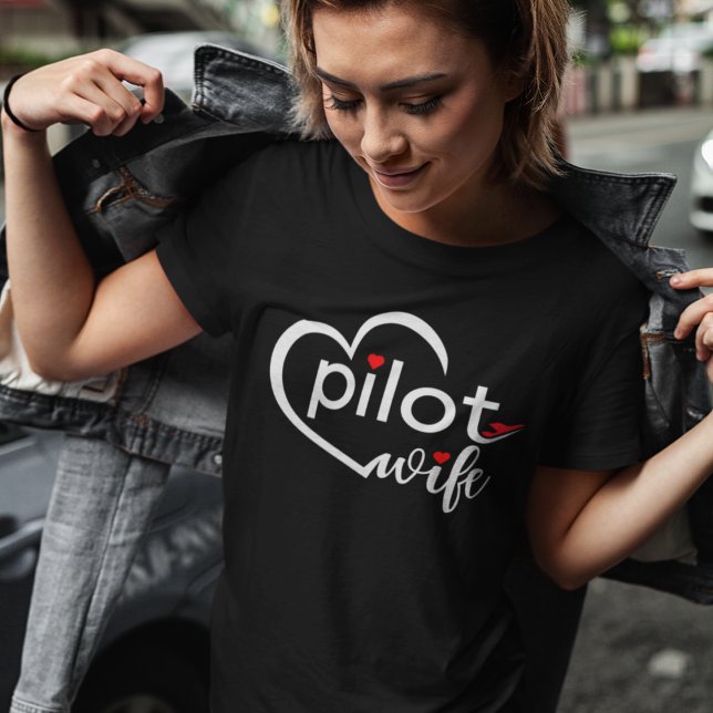 Pilot Fru Typografi & Flygplan Enkel,Minimalistisk T Shirt (Skapare uppladdad)