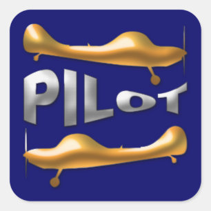 Pilot- Fyrkantigt Klistermärke