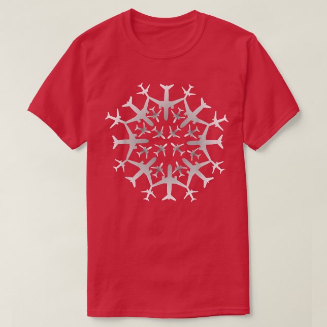 Pilot Gift Snowflake Airplanes Christmas Snow Avia T Shirt (Design framsida)