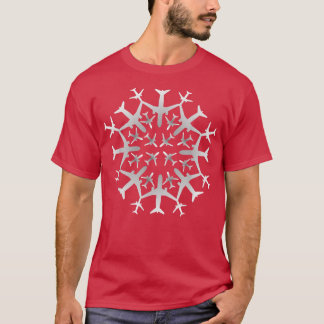 Pilot Gift Snowflake Airplanes Christmas Snow Avia T Shirt