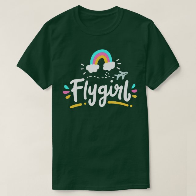 Pilot Girl Flight Attendant T Shirt (Design framsida)