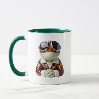Pilot Groda Aviator Söt Karaktär Grön Accent Mugg