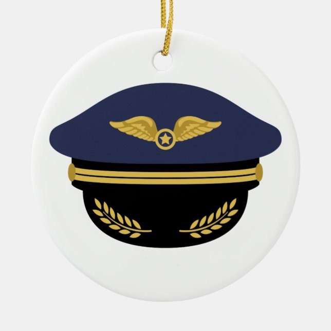 Pilot- hatt julgransprydnad keramik (Framsidan)