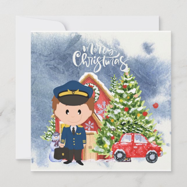 Pilot Helgdag Flight Home: Pilotens julscen Julkort (Framsida)