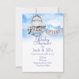 Pilot Hippo tillkännager babypojke Inbjudningar