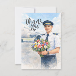 Pilot holds flowers on the runway  tack kort
