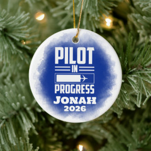 Pilot i framgångsrik examen julgransprydnad keramik