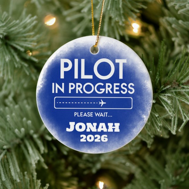 Pilot i framgångsrik examen  julgransprydnad keramik (Träd)