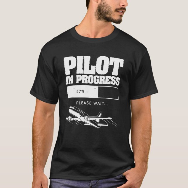Pilot In Progress Flight Aviation Future Copilot T Shirt (Framsida)
