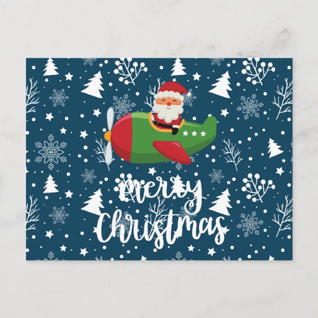 Pilot Jultomten som flyger på himlar God jul Helg Vykort (Framsida)