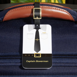 Pilot Kapten Flygare Uniform Personlig Bagagebricka