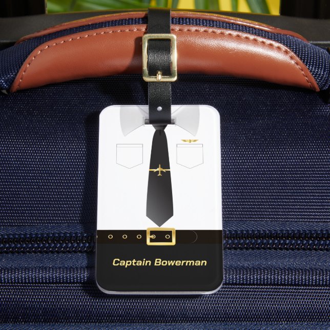 Pilot Kapten Flygare Uniform Personlig Bagagebricka (Framsida Insitu 2)