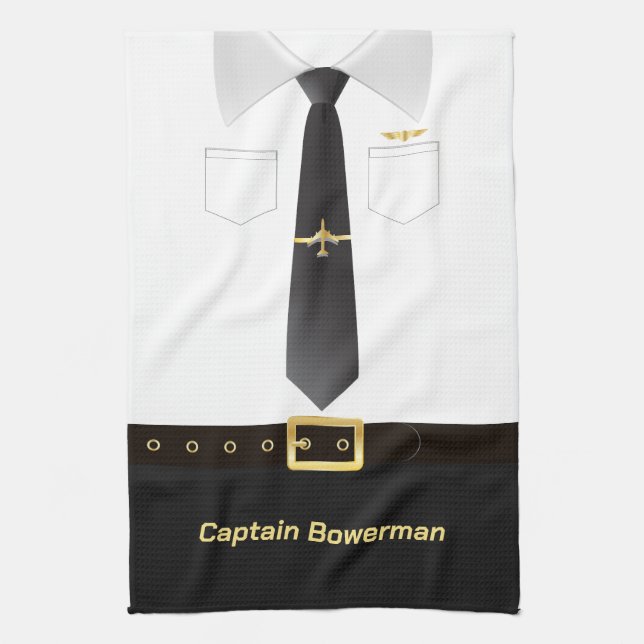 Pilot Kapten Flygare Uniform Personlig Kökshandduk (Vertikal)