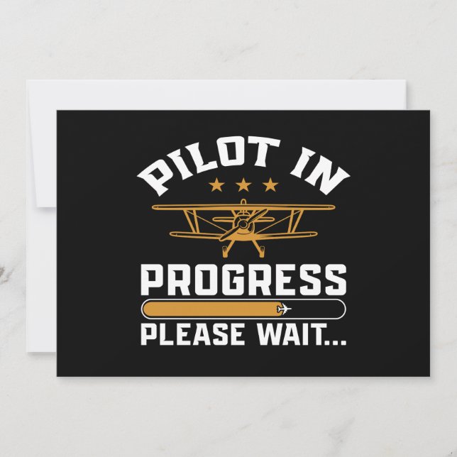 Pilot Lastar… Rolig Vintage Doppeldecker Flyg Inbjudningar (Framsida)