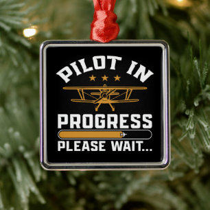 Pilot Lastar… Rolig Vintage Doppeldecker Flyg Julgransprydnad Metall
