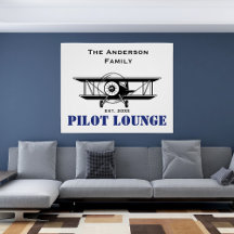 Pilot Lounge Family Namn Aviation Home Decor