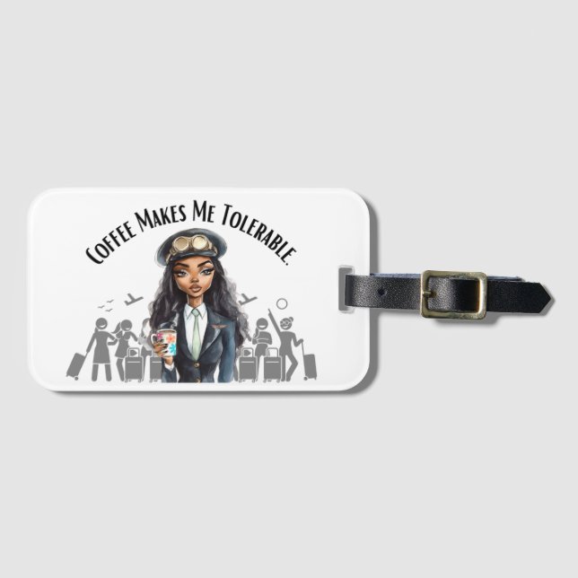 Pilot Luggage Tag (behöver kaffe först) Bagagebricka (Framsida horisontal)